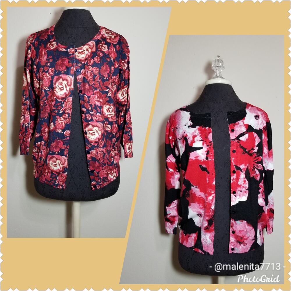 Joseph Allen Cardigan Sweaters Medium NWT Women w/ Tags Red Black Blue x2